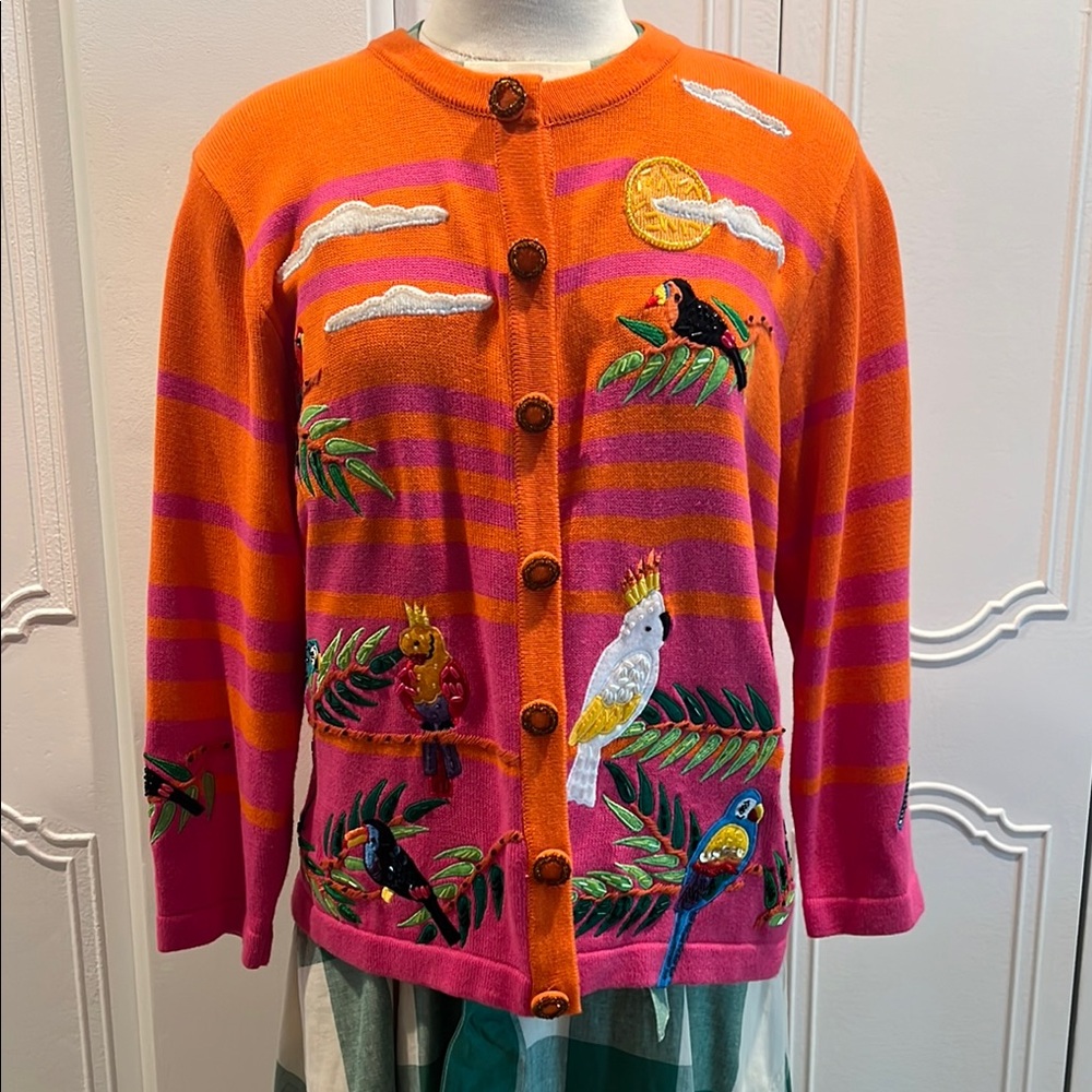 Just Be Orange and Pink Cardigan with Tropical Sunset Vibes